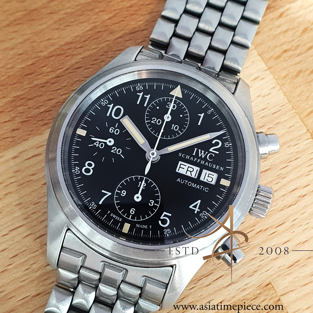 IWC 3706 Flieger Chronograph Day Date Tritium Dial Bracelet w/ Papers ...