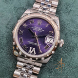 Rolex Datejust 31 Midsize Ref 178344 Purple Dial Scattered Diamond Bezel (2017)