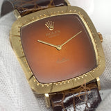 Rolex Cellini 4084 18K Gold Orange Vignette Dial Vintage Watch