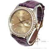 Rolex Datejust 16013 Champagne Diamond Dial Vintage Watch (1984)