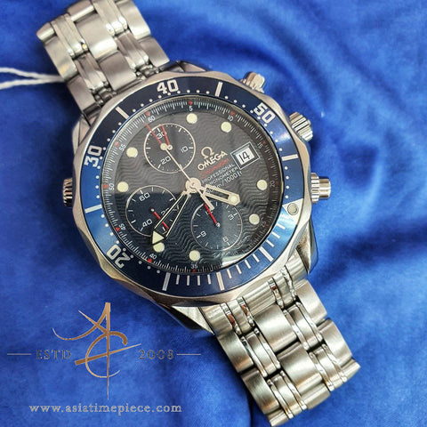 Omega Seamaster Diver Chronograph Watch 2225.80.00 Blue Wave