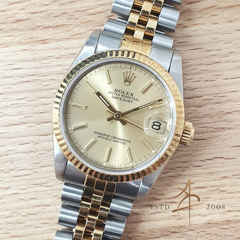 Rolex Datejust Midsize 68273 Champagne Dial Vintage Watch (1987)