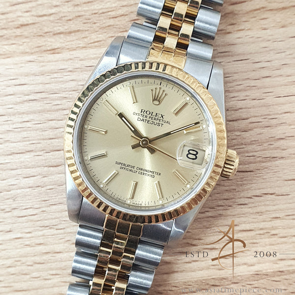 Rolex Datejust Midsize 68273 Champagne Dial Vintage Watch (1987