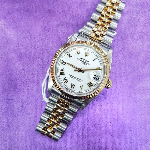 Rolex 68273 Midsize Datejust White Roman Watch (1991)