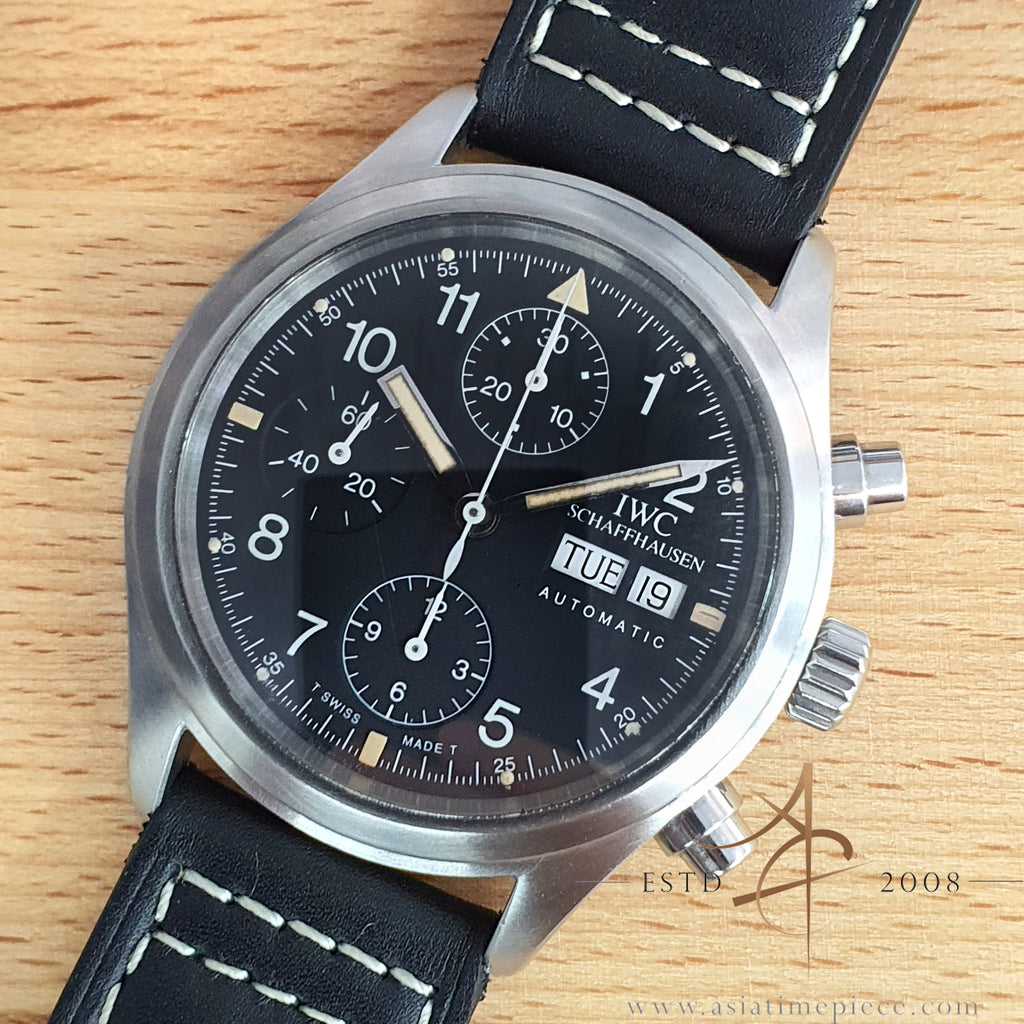 IWC 3706 IW3706 Flieger Chronograph Day Date Tritium Black Dial – Asia ...