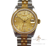 Rolex Datejust 68273 Diamond Gold Steel Midsize Vintage Watch (Year 1991)