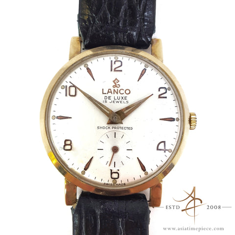 Lanco De Luxe 9k Gold Swiss Winding Vintage Watch