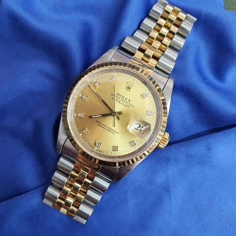 Rolex Oyster Perpetual Datejust 16233 Diamonds Half Gold Watch (1993)