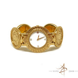 Gianni Versace Signature 01096 Gold Plated Swiss Quartz Watch Bangle