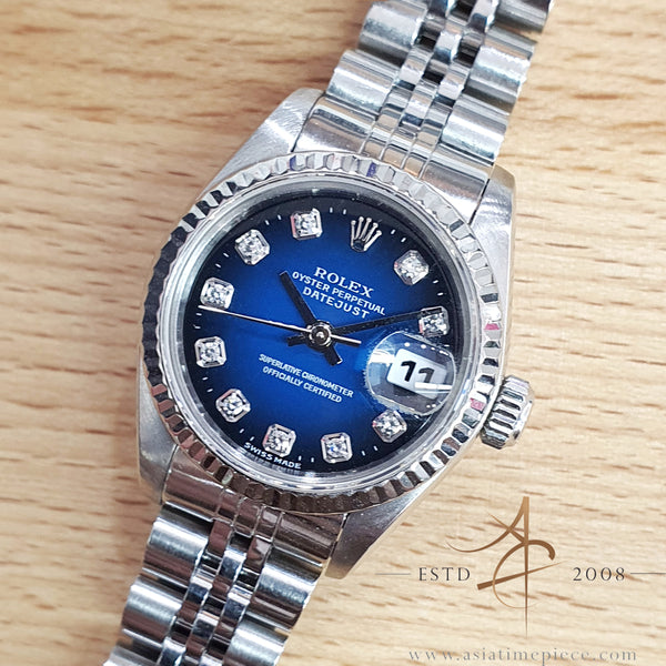 Rolex oyster perpetual datejust sale blue face with diamonds