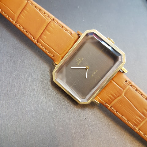 Grey Omega De Ville Rectangular Vintage Watch