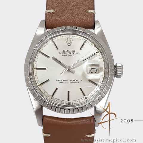 Rolex Datejust 1603 Silver Sigma Dial Engine-turn Vintage watch (1978)
