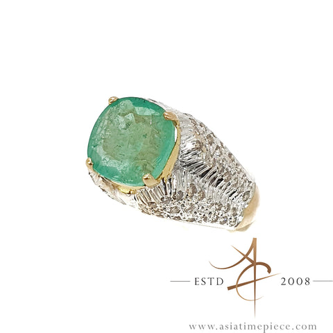 4.0 Carat Emerald Diamond Ring 18K