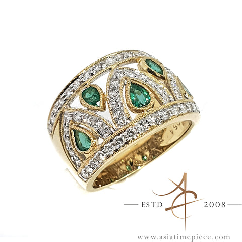 0.54 Carat Emerald Diamond 18K Gold Ring