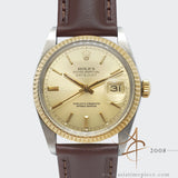 Rolex Datejust 16013 Champagne Dial Fluted Bezel Vintage Watch (1981)
