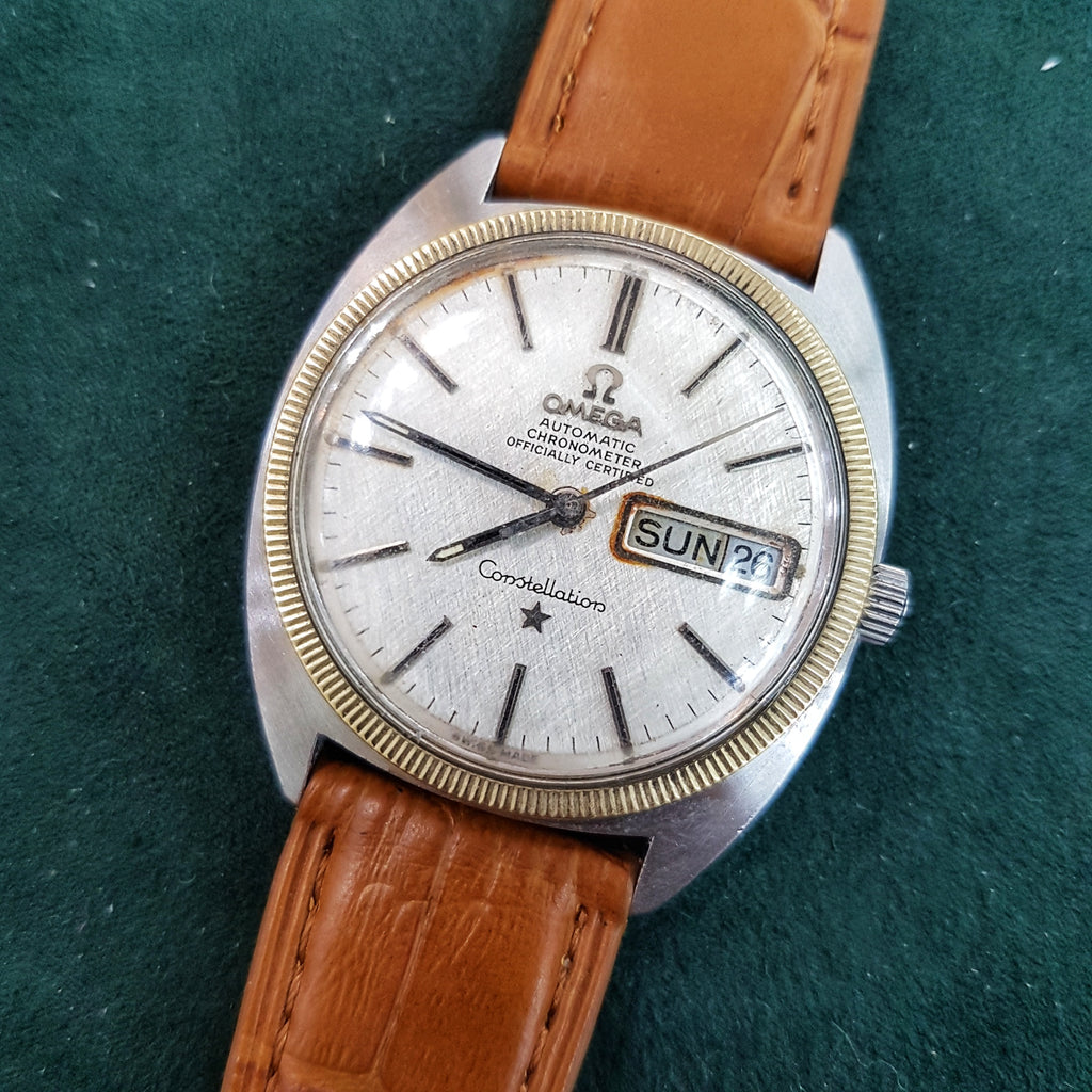 Omega Constellation Chronometer Silver Linen Texture Watch – Asia ...
