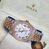 Rolex Oyster Perpetual Datejust 16233 White Roman Dial Vintage Watch (Year 1994)