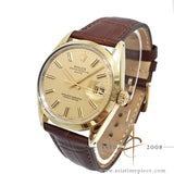Rolex Oyster Date Ref 1550 14k Gold Shell Linen Dial Vintage Watch (1979)
