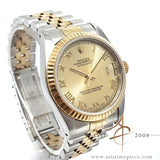 Rolex Datejust Midsize Ref 68273 Champagne Roman Dial Vintage Watch (1989)