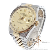 Rolex Datejust Ref 16013 Champagne Diamond Dial Vintage Watch (1986)