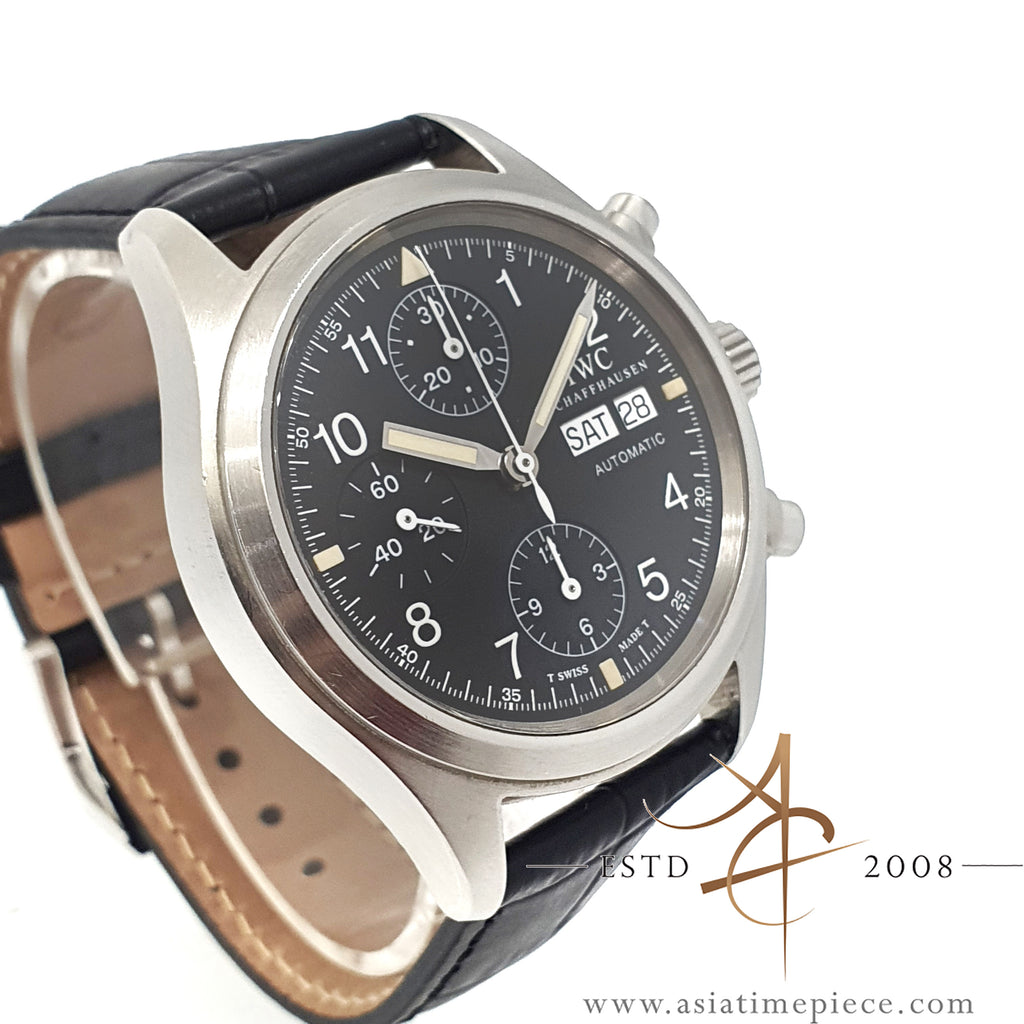IWC 3706 IW3706 Flieger Chronograph Day Date Tritium Black Dial – Asia ...