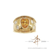 1.65 Carats Yellow Sapphire Stone With Diamond 18K Ring
