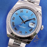 Rolex Datejust 41 116300 Azurro Blue Roman Dial on Oyster Bracelet (2013)
