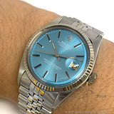 [Unique] Rolex Datejust 1601 Custom Sky Blue Dial Vintage Watch (1972)