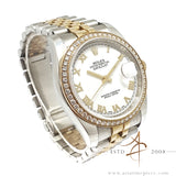 Rolex Datejust 36 Ref 116243 Factory Diamond Bezel White Roman Dial Jubilee