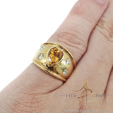 1.65 Carats Yellow Sapphire Stone With Diamond 18K Ring