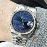 Rolex Datejust 16234 Sunburst Blue Roman Dial Jubilee Bracelet