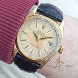 Rolex Datejust Ref 6605 Tropical Salmon Dial 18K Gold Vintage Watch (1959)