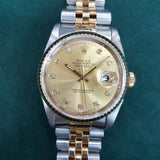 Rolex Datejust 16233 Champagne Gold Diamonds Watch (1988)