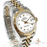Rolex Ladies Datejust Ref 69173 Roman Dial 18K Gold Steel Watch w/ Cert (1996)