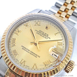 Rolex Datejust Midsize Ref 68273 Champagne Roman Dial Vintage Watch (1989)