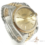 (Sold) Rolex Oyster Perpetual Datejust Tapestry Dial 18K Gold Steel (Year 1990)