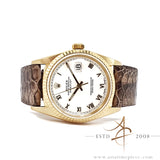 Rolex Datejust 16018 White Roman Dial in 18K Gold Vintage Watch (1987)