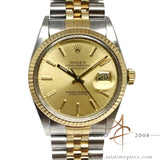 [Cert] Rolex Datejust 16013 Champagne 18k Gold Steel Vintage Watch (1987)