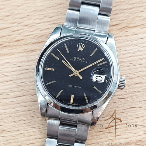 Rolex Oysterdate Precision 6694 Stardust Black Dial Vintage Watch (1978)