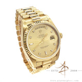 Rolex Day Date President 18038 Champagne Diamond Dial Vintage Watch (1983)