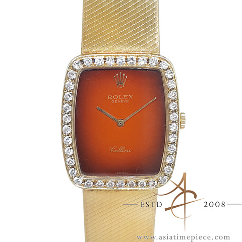 Rolex Cellini 4322 Red Vignette 18K Gold Diamond Vintage Watch (1981)