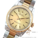 [Full Set] Unpolished Rolex Oyster Perpetual Midsize 67513 Champagne Dial Oyster Bracelet (1996)