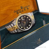 Rolex Datejust 16233 Black Diamond Dial FULL SET (Year 2000)
