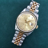Rolex Datejust 16233 Champagne Gold Diamonds Watch (1988)