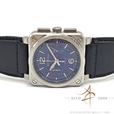 BELL & ROSS BR03-94 Blue Dial Chronograph on Leather BR 03-94 BR0394