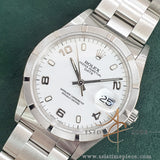 Rolex Oyster Date 15210 White Arabic Dial Engine Turned Bezel (1997)