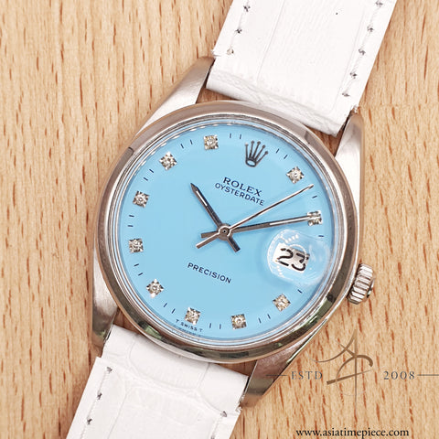 Rolex Precision 6694 Custom Tiffany Blue Dial Vintage Watch (1978)