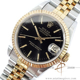 [Unpolished] Mint Rolex Datejust Midsize 68273 Black Dial Year (1990)