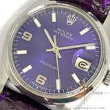 Rolex Precision 6694 Custom Sunburst Purple Dial Vintage Watch (1962)