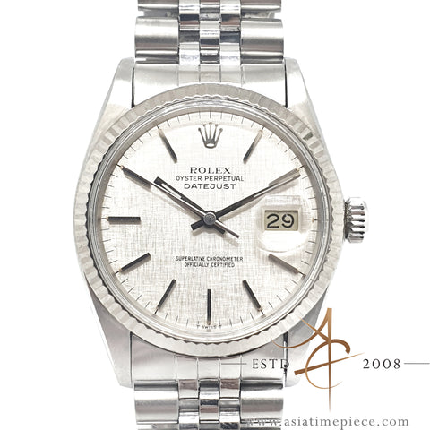 Rolex Datejust Ref 16014 Silver Linen Dial Vintage Watch (1984)